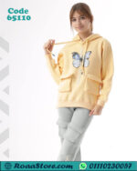 ترنج بناتي شتوي هودي بطباعة فراشة دافي ومريح – كود 65110