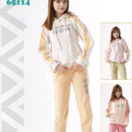 ترنج بناتي شتوي هودي بطباعة Flower دافي ومريح – كود 65114