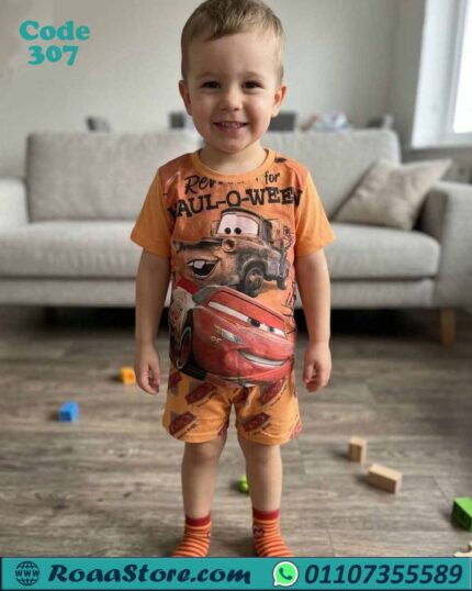 بيجامة سيارات أطفال صيفي