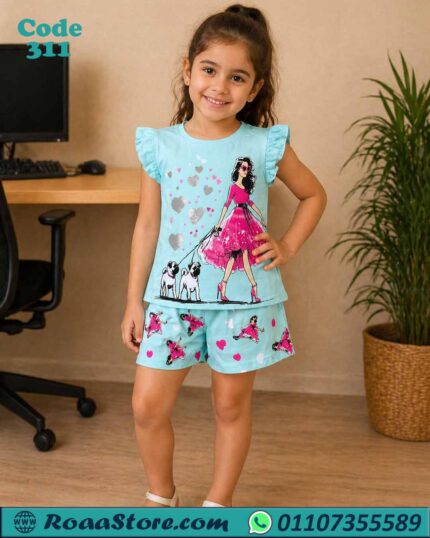طقم بناتي أطفال صيفي
